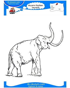 Çocuklar İçin Mamut Boyama Sayfaları 